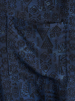 Short-Sleeve Tribal Geometric Navy Print Shirt