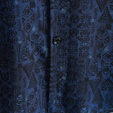 Short-Sleeve Tribal Geometric Navy Print Shirt