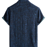Men's Boho Geometric Tribal Navy Short-Sleeve Shirt