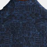 Short-Sleeve Tribal Geometric Navy Print Shirt