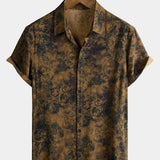 Bohemian Vintage Lightweight Island and Vacation Botanical Print Short Sleeve Shirt