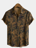 Bohemian Vintage Lightweight Island and Vacation Botanical Print Short Sleeve Shirt