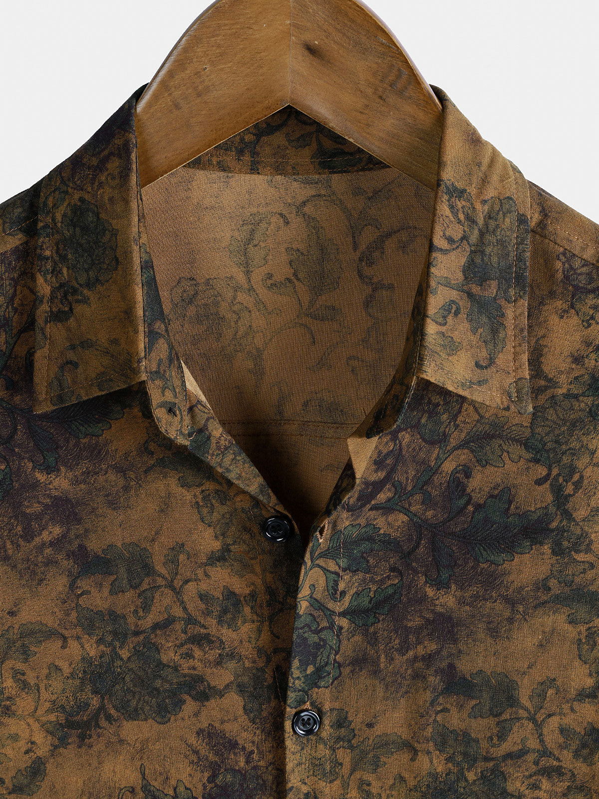 Bohemian Vintage Lightweight Island and Vacation Botanical Print Short Sleeve Shirt