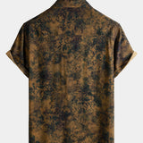 Bohemian Vintage Lightweight Island and Vacation Botanical Print Short Sleeve Shirt