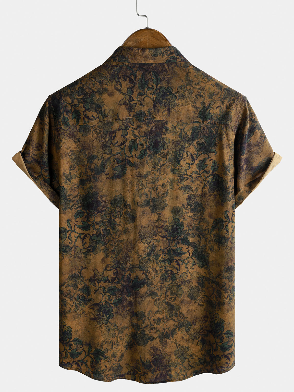 Bohemian Vintage Lightweight Island and Vacation Botanical Print Short Sleeve Shirt