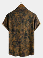 Bohemian Vintage Lightweight Island and Vacation Botanical Print Short Sleeve Shirt