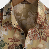 Casual Vintage Short Sleeve Shirt with Rose Print