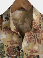 Casual Vintage Short Sleeve Shirt with Rose Print