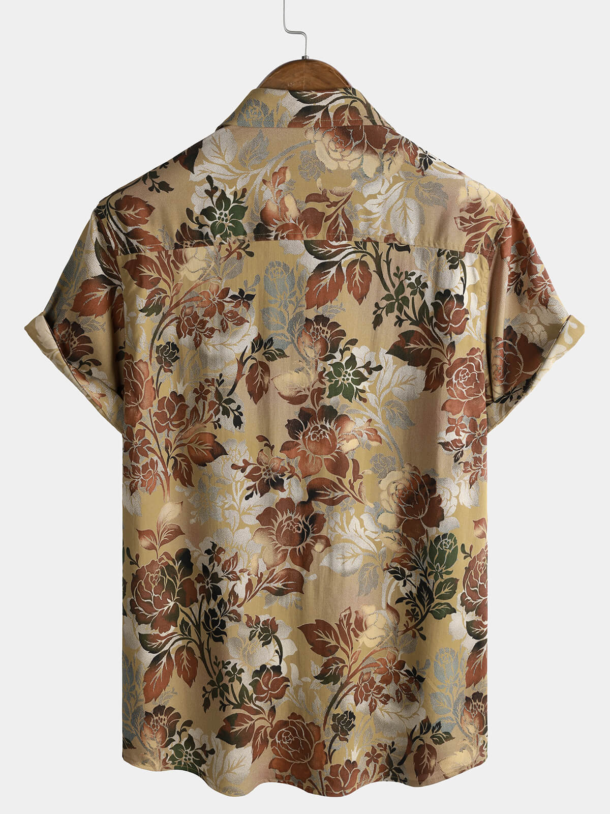 Casual Vintage Short Sleeve Shirt with Rose Print