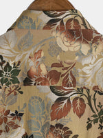 Casual Vintage Short Sleeve Shirt with Rose Print