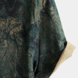 Vintage Green Rose Print Short Sleeve Shirt