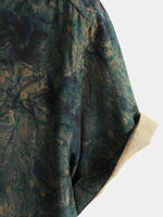 Vintage Green Rose Print Short Sleeve Shirt