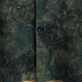 Vintage Green Rose Print Short Sleeve Shirt