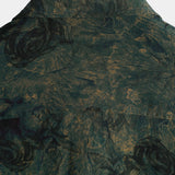 Vintage Green Rose Print Short Sleeve Shirt