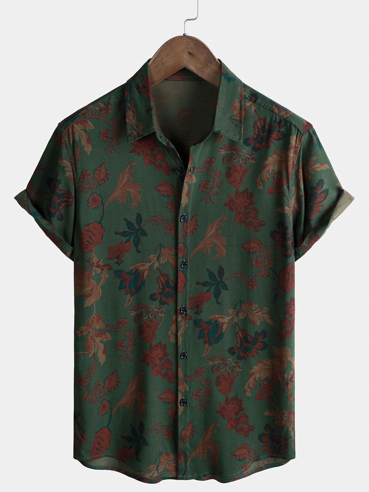Vintage Relaxed Summer Print Short Sleeve Shirt