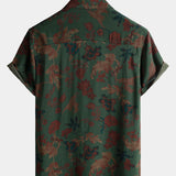 Vintage Relaxed Summer Print Short Sleeve Shirt
