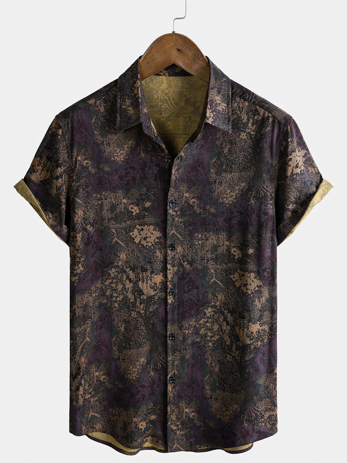 Shirt with Vintage Floral Print, Short Sleeves