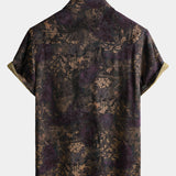 Shirt with Vintage Floral Print, Short Sleeves