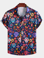 Hawaiian Skull Punk Rock Blue Retro Shirt