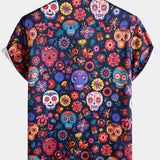 Hawaiian Skull Punk Rock Blue Retro Shirt