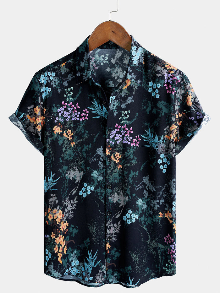Resort Short Sleeve Botanical Print Shirt
