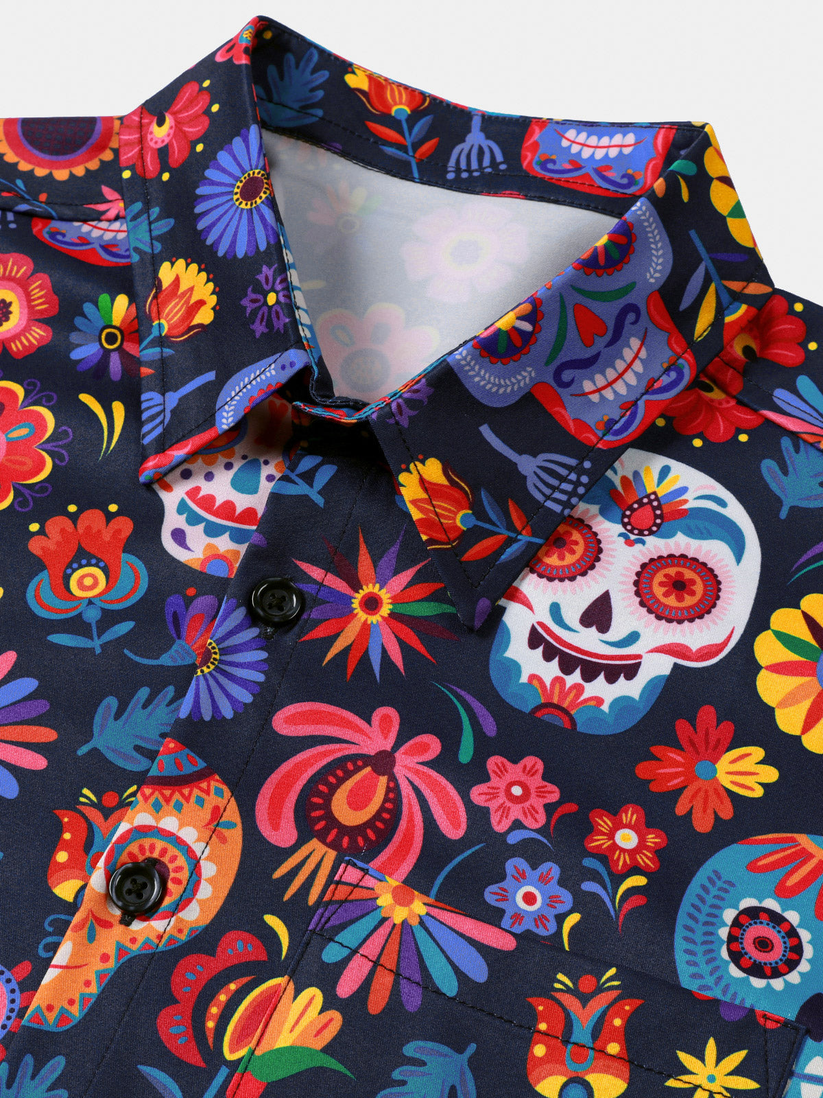 Hawaiian Skull Punk Rock Blue Retro Shirt