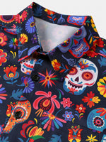 Hawaiian Skull Punk Rock Blue Retro Shirt