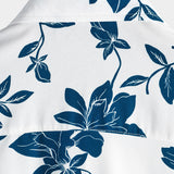 Men's Blue Cotton Shirt with Floral Pattern for Summer with Buttons and Short Sleeve