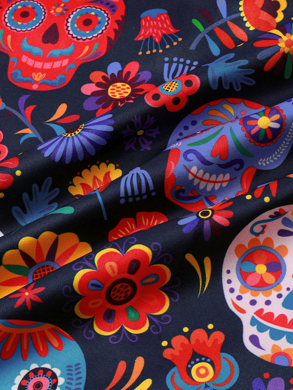 Hawaiian Skull Punk Rock Blue Retro Shirt