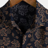 Navy Paisley Print Short Sleeve Retro Bohemian Shirt