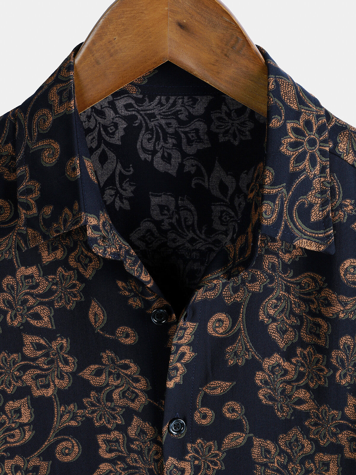 Navy Paisley Print Short Sleeve Retro Bohemian Shirt
