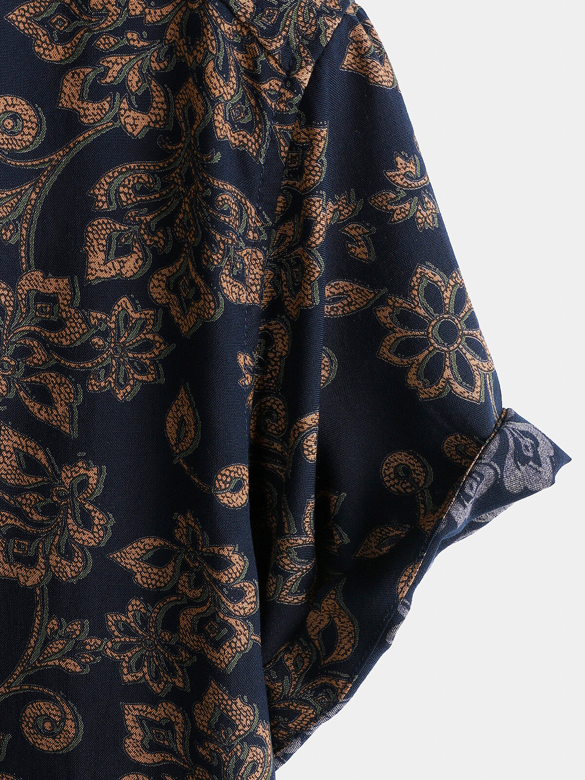 Navy Paisley Print Short Sleeve Retro Bohemian Shirt