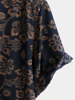 Navy Paisley Print Short Sleeve Retro Bohemian Shirt