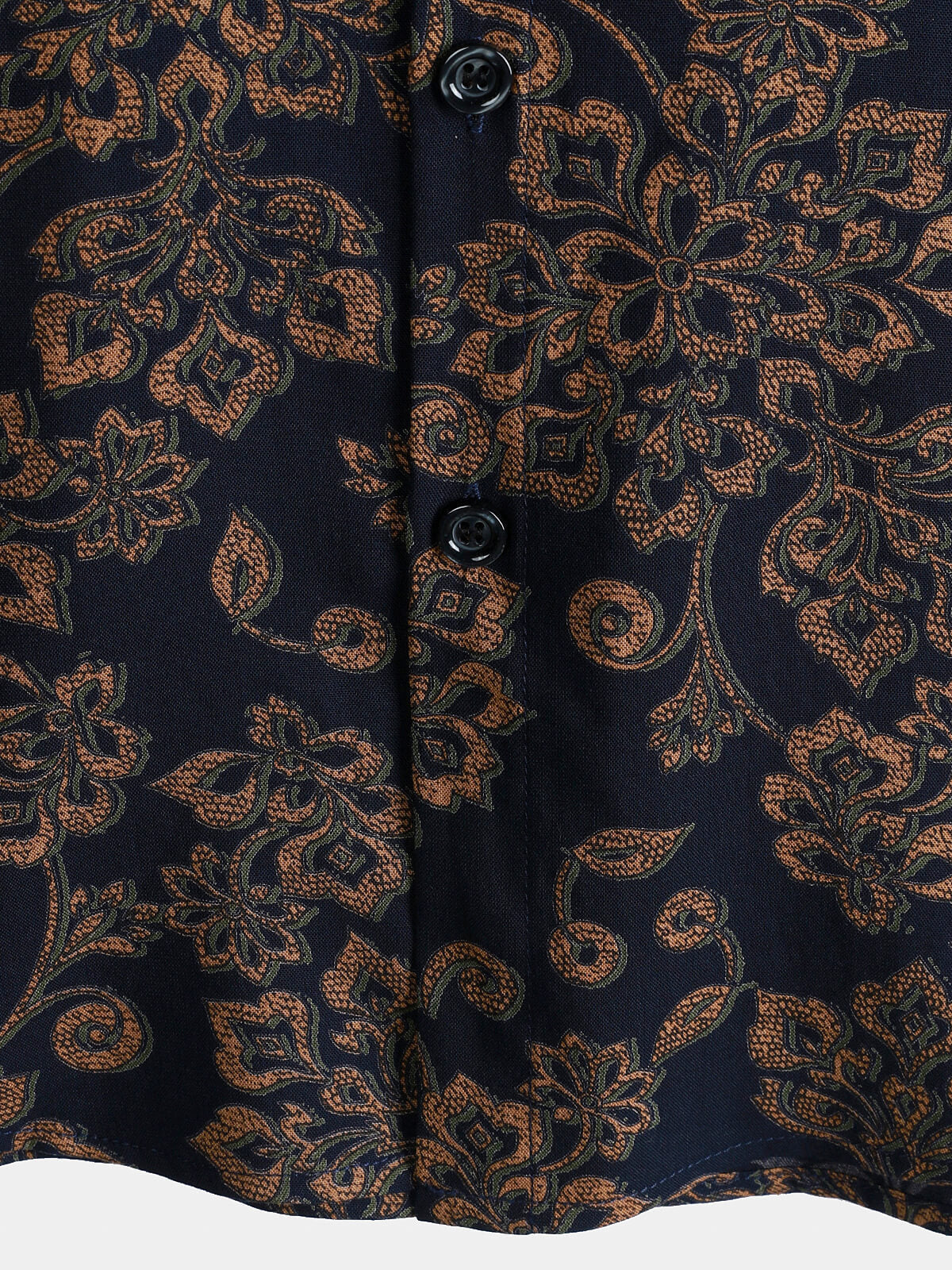 Navy Paisley Print Short Sleeve Retro Bohemian Shirt