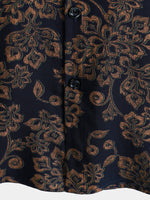 Navy Paisley Print Short Sleeve Retro Bohemian Shirt