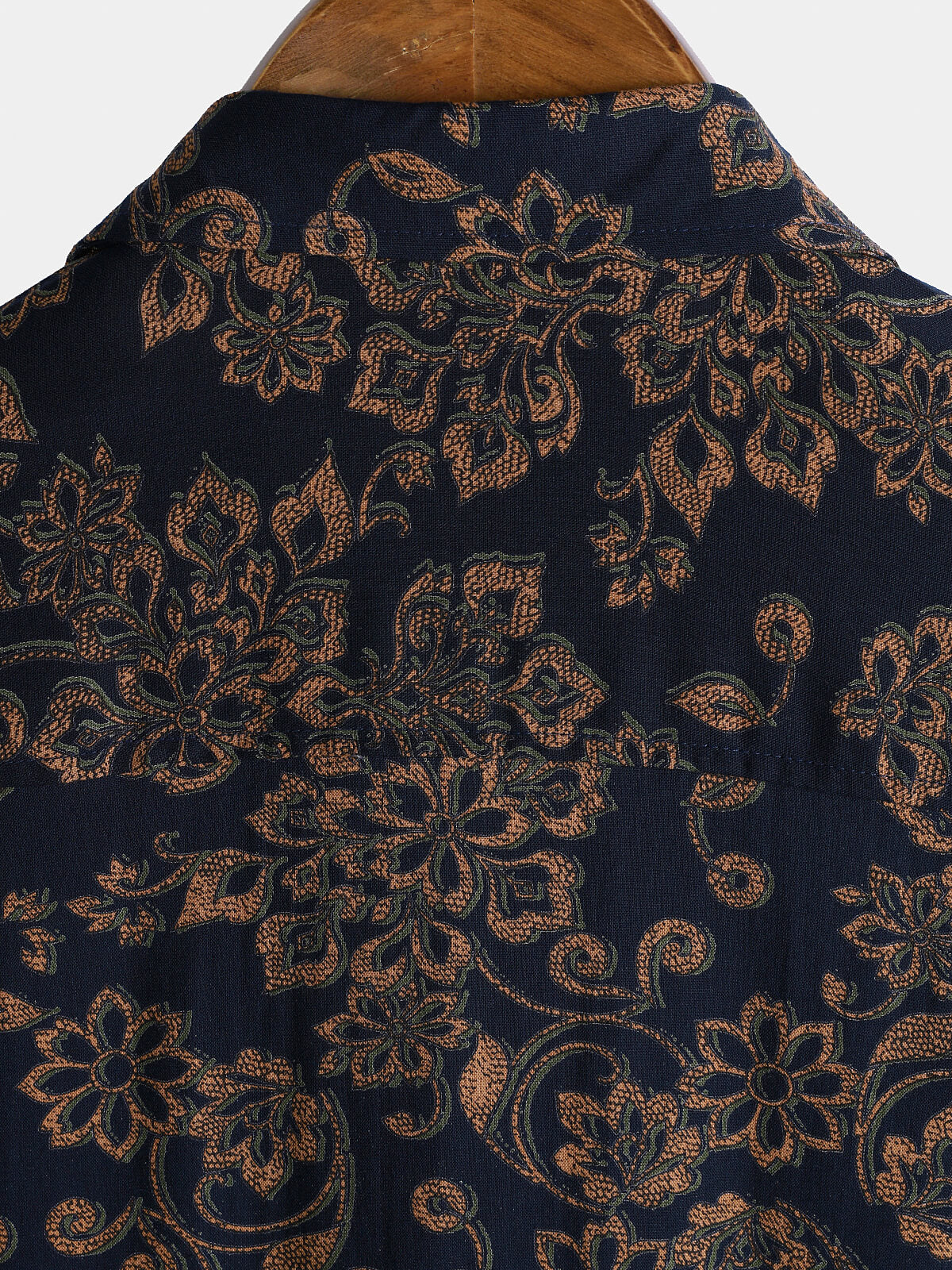 Navy Paisley Print Short Sleeve Retro Bohemian Shirt