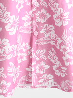 Cotton Summer Short Sleeve Shirt for Men in Pink