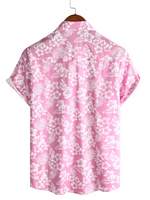 Cotton Summer Short Sleeve Shirt for Men in Pink