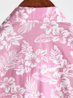 Cotton Summer Short Sleeve Shirt for Men in Pink