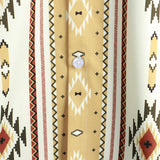 Button-Up Shirt with Retro 1970s Aztec Print and Vertical Stripes