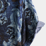 Shirt with Blue Vintage Floral Print, Short Sleeves