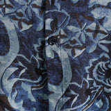 Shirt with Blue Vintage Floral Print, Short Sleeves