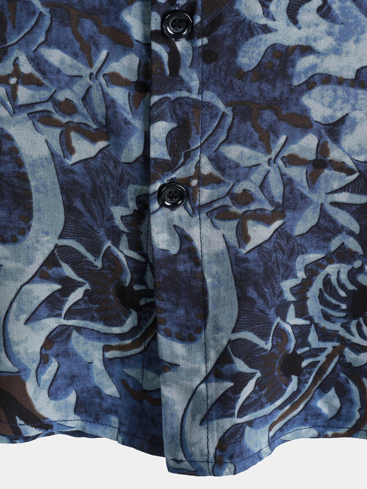 Shirt with Blue Vintage Floral Print, Short Sleeves