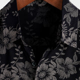 Short-Sleeve Hawaiian Navy Floral Print Shirt
