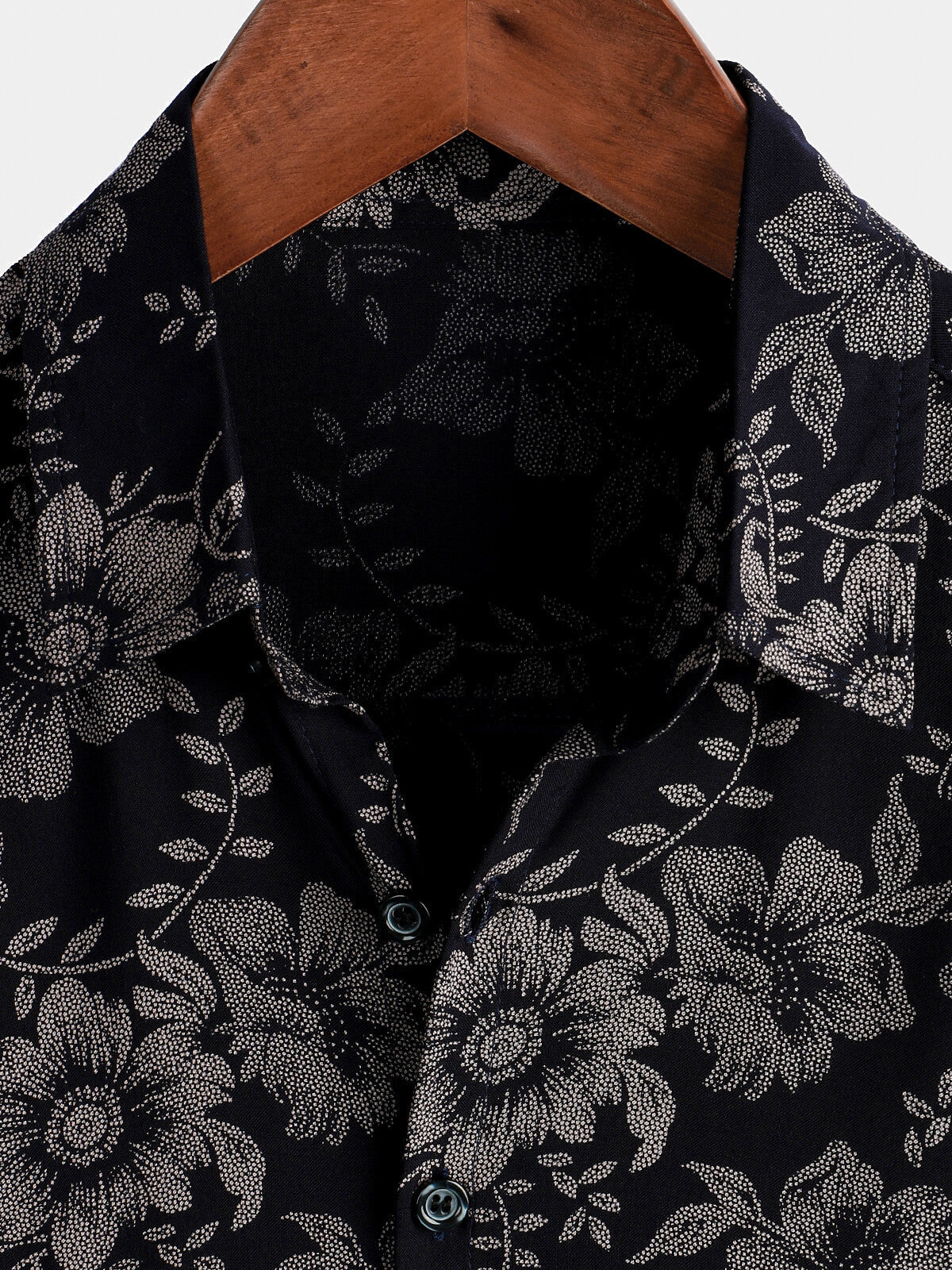 Short-Sleeve Hawaiian Navy Floral Print Shirt