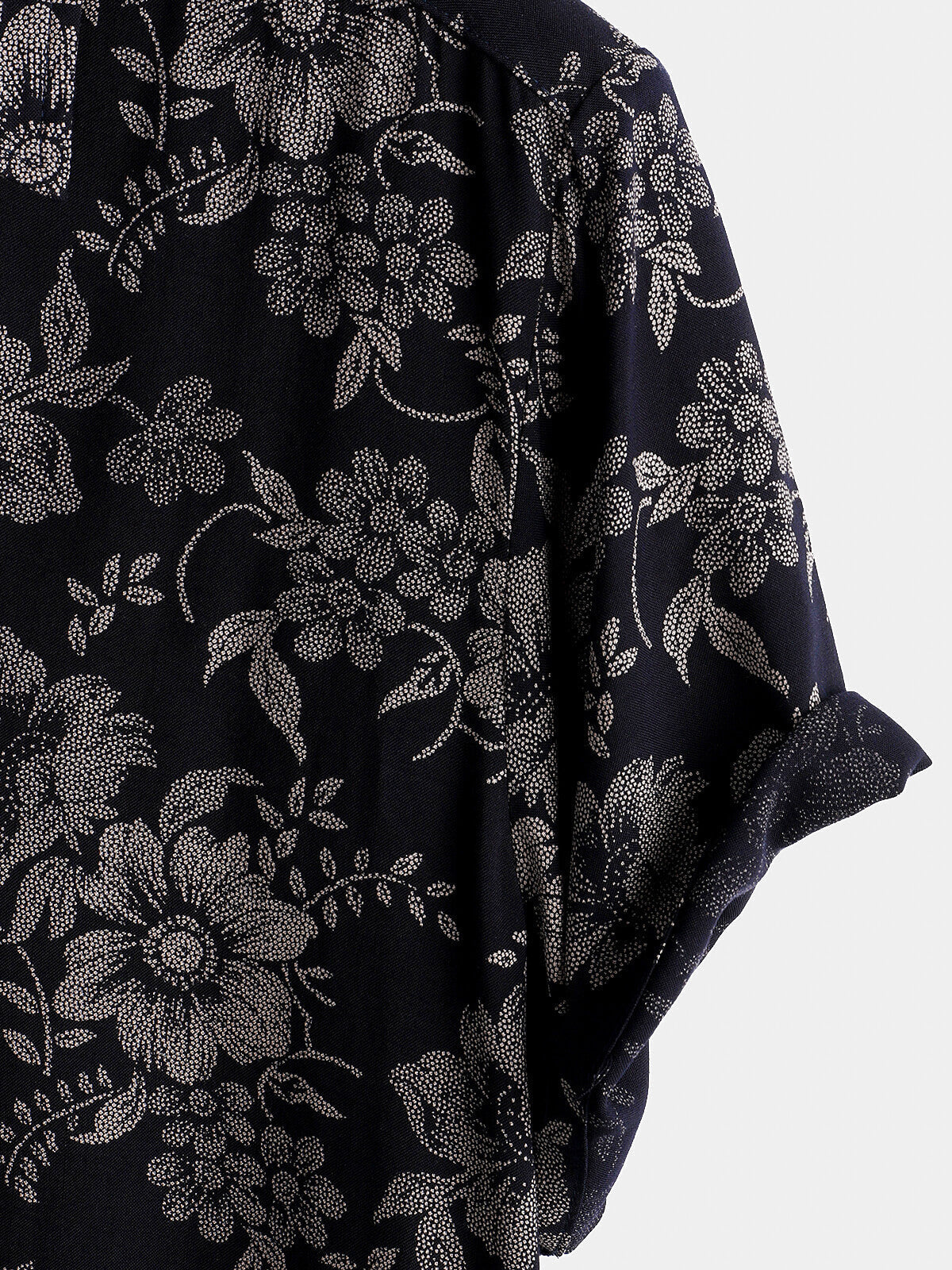 Short-Sleeve Hawaiian Navy Floral Print Shirt
