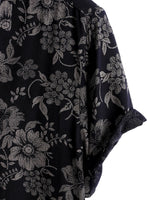 Men's Breathable Hawaiian-Style Short-Sleeve Shirt with Floral Pattern, Navy