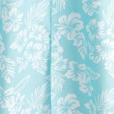 Button-Up Short Sleeve Shirt with Blue Hawaiian Flowers