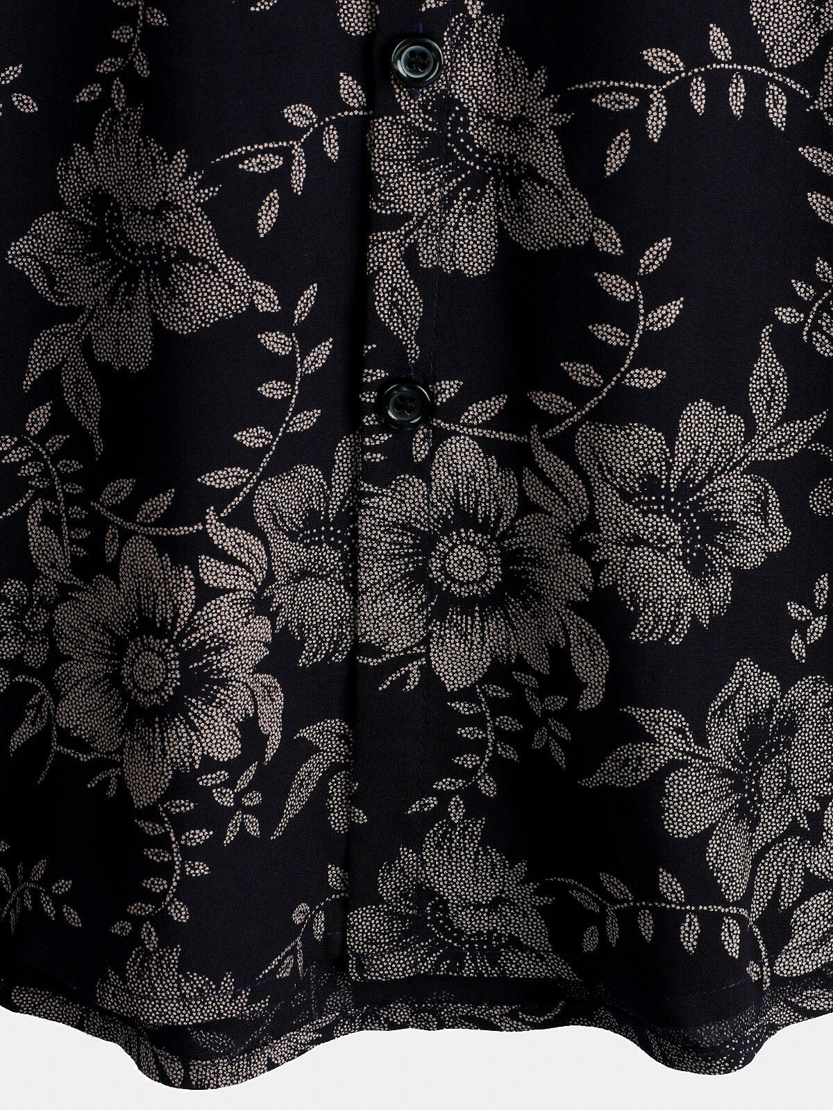 Short-Sleeve Hawaiian Navy Floral Print Shirt