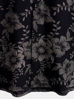 Short-Sleeve Hawaiian Navy Floral Print Shirt